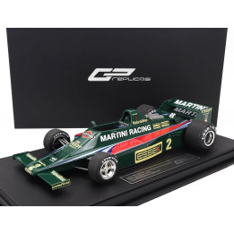 GP REPLICAS LOTUS LOTUS TYPE 80 MARTINI RACING N 2 (WITH FRONT WINGS) SEASON 1979 CARLOS REUTEMANN - GREEN RED 1/18