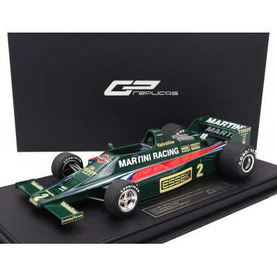 GP REPLICAS LOTUS LOTUS TYPE 80 MARTINI RACING N 2 (WITH FRONT WINGS) SEASON 1979 CARLOS REUTEMANN - GREEN RED 1/18
