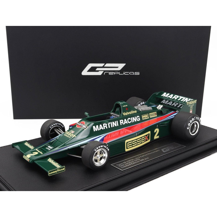 GP REPLICAS LOTUS LOTUS TYPE 80 MARTINI RACING N 2 (WITH FRONT WINGS) SEASON 1979 CARLOS REUTEMANN - GREEN RED 1/18