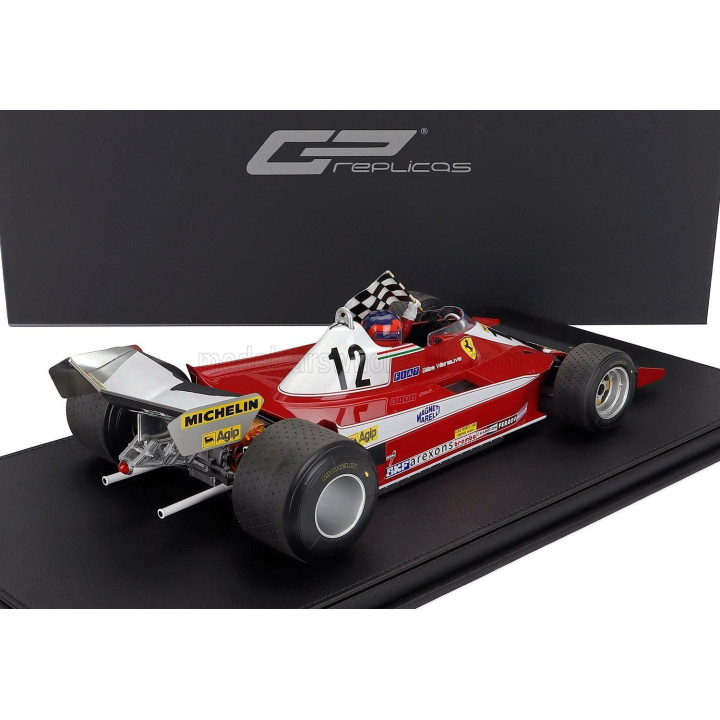 GP REPLICAS FERRARI F1  312T3 N 12 WINNER CANADIAN MONTREAL GP (with pilot figure) 1978 GILLES VILLENEUVE - RED WHITE 1/12