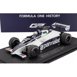 GP REPLICAS BRABHAM F1  BT50 PARMALAT N 2 DUTCH GP (with pilot figure) 1982 RICCARDO PATRESE - WHITE BLUE 1/18