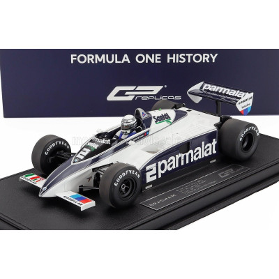 GP REPLICAS BRABHAM F1  BT50 PARMALAT N 2 DUTCH GP (with pilot figure) 1982 RICCARDO PATRESE - WHITE BLUE 1/18
