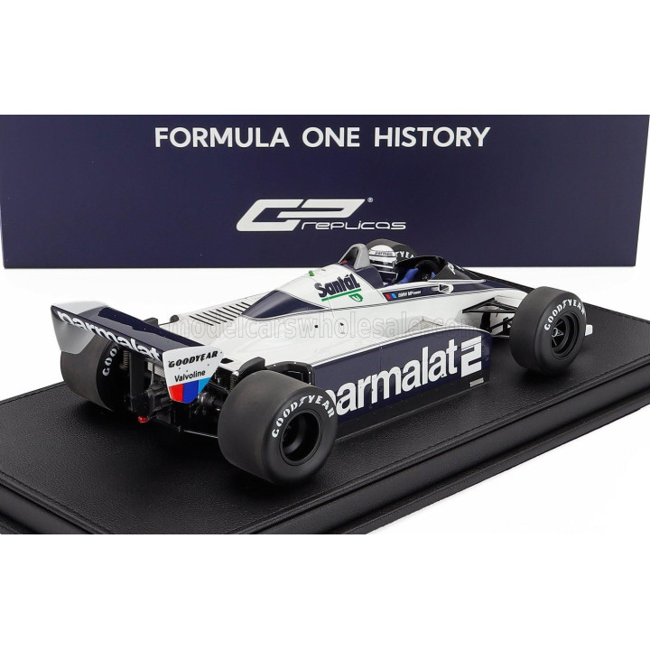 GP REPLICAS BRABHAM F1  BT50 PARMALAT N 2 DUTCH GP (with pilot figure) 1982 RICCARDO PATRESE - WHITE BLUE 1/18