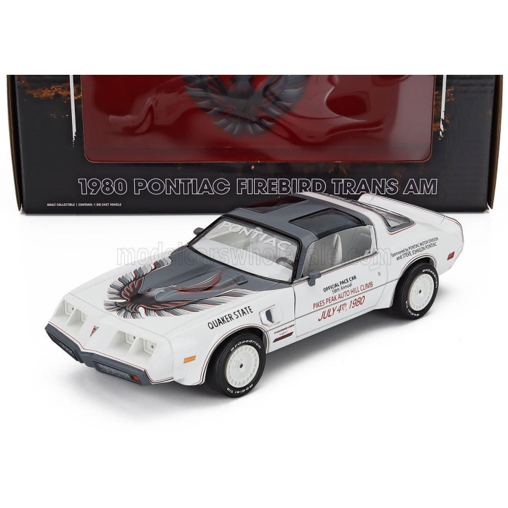 GREENLIGHT PONTIAC FIREBIRD TRANS AM 1980 - OFFICIAL PACE CAR 58th RALLY PIKES AUTO HILL CLIMB - WHITE 1/24