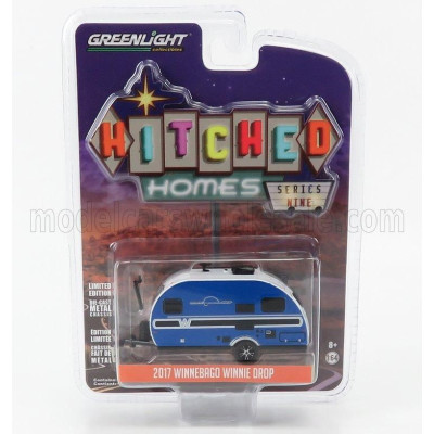GREENLIGHT TRAILER WINNEBAGO WINNIE DROP ROULOTTE 2017 - BLUE WHITE 1/64