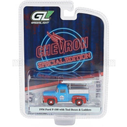 GREENLIGHT FORD USA F-100 PICK-UP CHEVRON GASOLINE 1956 - BLUE RED 1/64