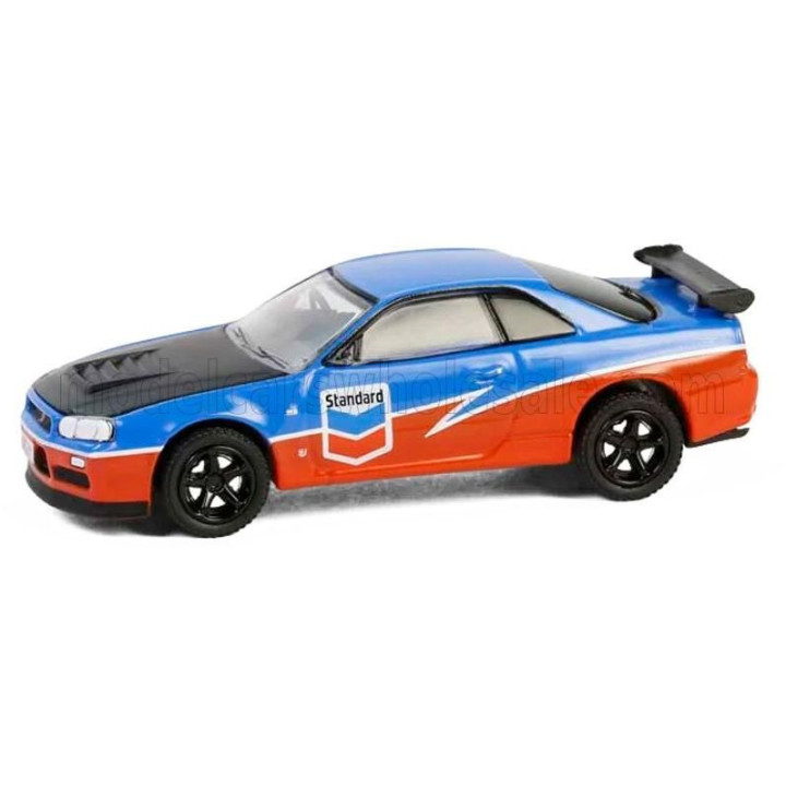 GREENLIGHT NISSAN SKYLINE GT-R (R34) COUPE STANDARD 2000 - BLUE ORANGE 1/64