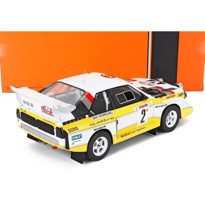 IXO MODELS AUDI QUATTRO SPORT S1 (night version) N 2 4th RALLY MONTECARLO 1986 WALTER ROHRL - CHRISTIAN GEISTDORFER - YELLOW WHI