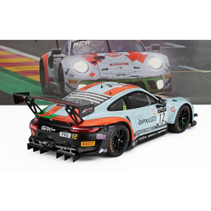 IXO MODELS PORSCHE 911 991-2 GT3 R TEAM GPX RACING GULF N 12 24h SPA 2020 MATT CAMPBELL - PATRICK PILET - MATHIEU JAMINET - LIGH