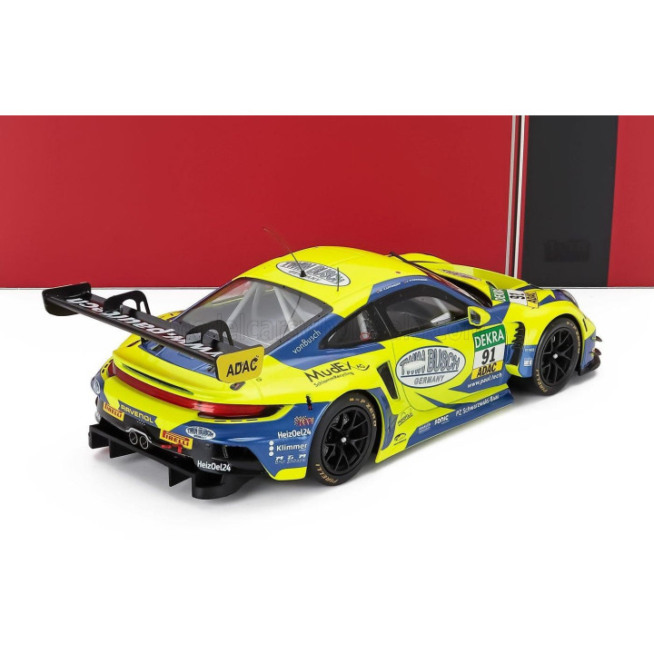 IXO MODELS PORSCHE 911 992 GT3 R TEAM JOOS N 91 ADAC GT MASTERS 2024 JOHANNES KAPFINGER - MICHAEL KAPFINGER - YELLOW BLUE 1/18