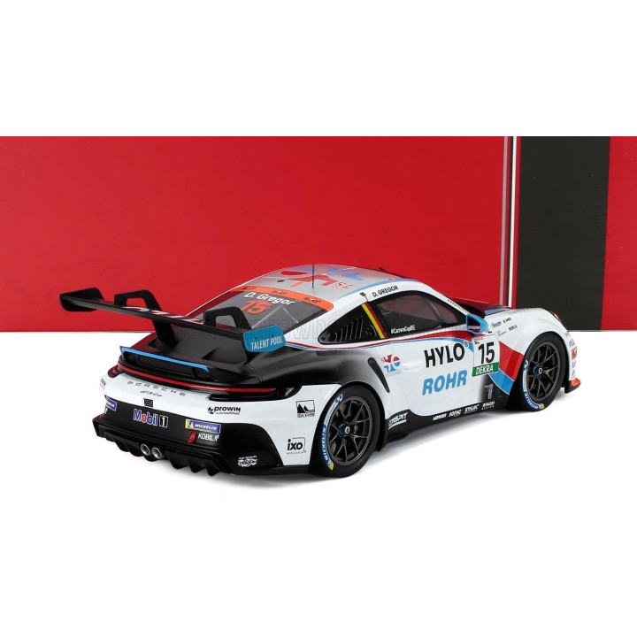 IXO MODELS PORSCHE 911 992-2 GT3 TEAM 75 BERNHARD N 15 PORSCHE CARRERA CUP GERMANY SEASON 2025 DANIEL GREGOR - WHITE BLACK 1/18