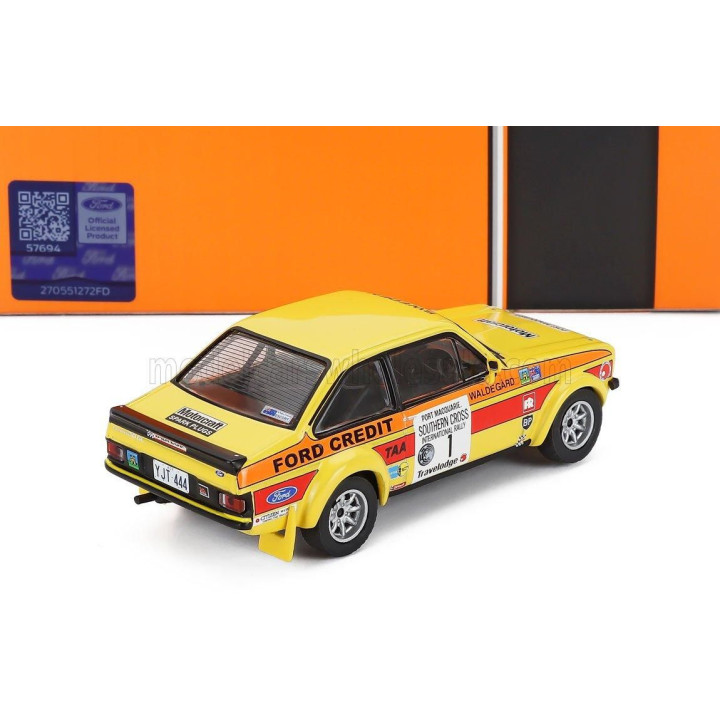 IXO MODELS FORD ENGLAND ESCORT MKII RS 1800 N 1 RALLY SOUTHERN CROSS 1979 BJORN WALDEGAARD - HANS THORZELIUS - YELLOW RED 1/43