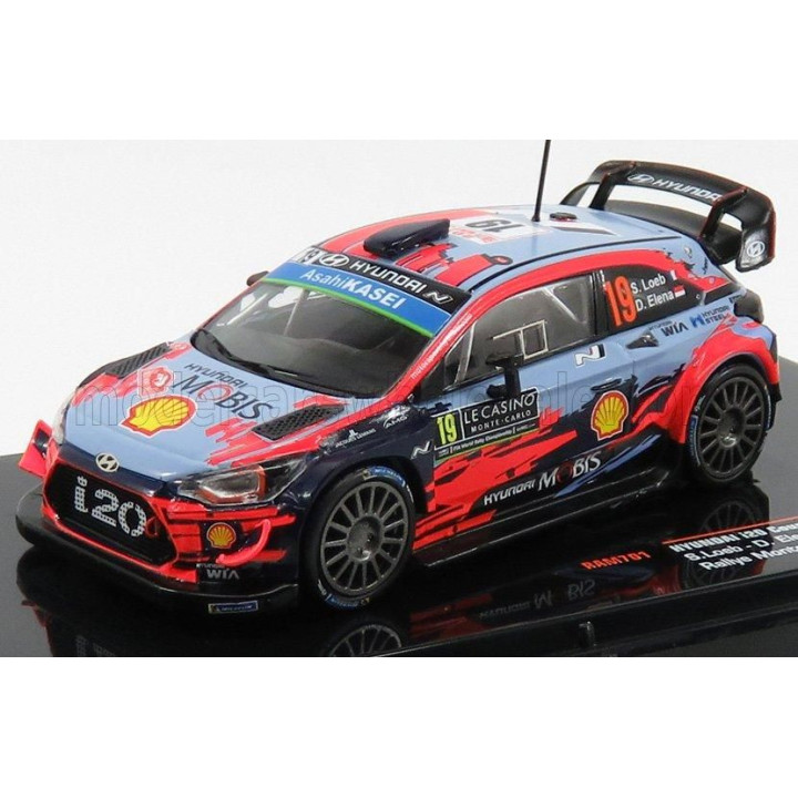 IXO MODELS HYUNDAI i20 WRC COUPE N 19 RALLY MONTECARLO 2019 S.LOEB - D.ELENA - 2 TONE BLUE RED 1/43
