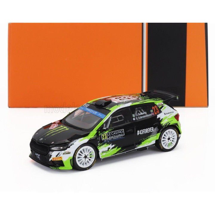IXO MODELS ŠKODA FABIA RS RALLY2 TEAM TOKSPORT WRT2 N 23 RALLY MONTECARLO 2023 OLIVER SOLBERG - ELLIOT EDMONDSON - BLACK GREEN 1