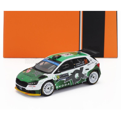 IXO MODELS ŠKODA FABIA RS RALLY2 TEAM TOKSPORT WRT2 N 24 RALLY MONTECARLO 2023 NIKOLAY GRYAZIN - KONSTANTIN ALEKSANDROV - WHITE 