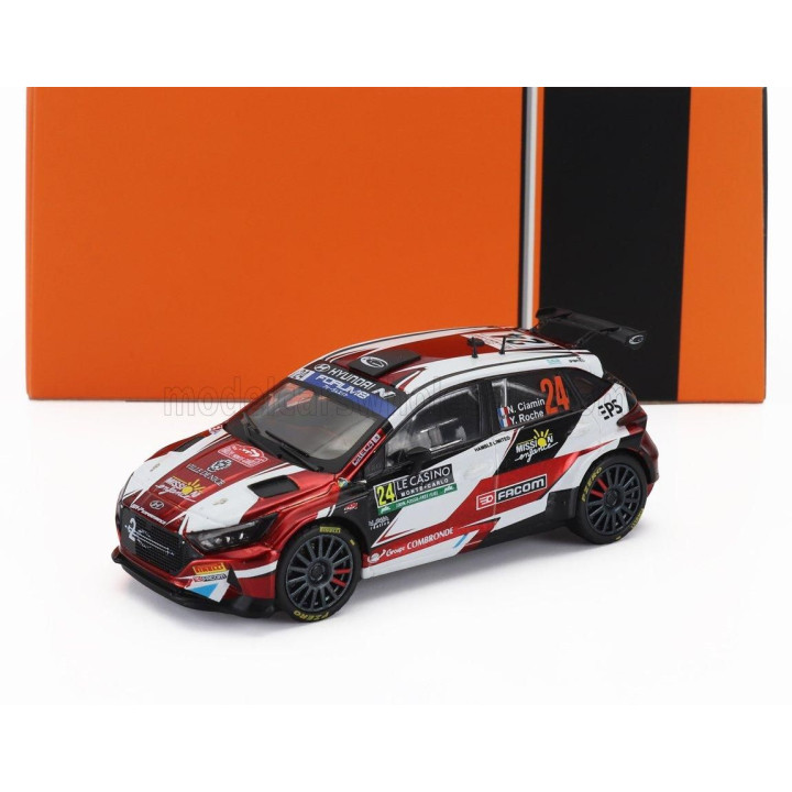 IXO MODELS HYUNDAI i20 N RALLY2 N 24 RALLY MONTECARLO 2024 NICOLAS CIAMIN - YANNICK ROCHE - RED BLACK WHITE 1/43