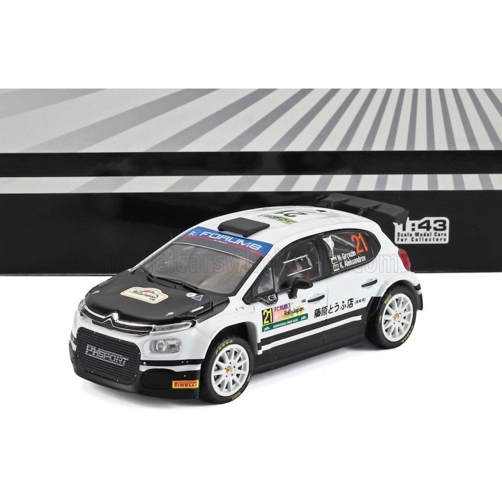 IXO MODELS CITROEN C3 RALLY2 TEAM AEC DG SPORT N 21 RALLY JAPAN 2024 NIKOLAY GRYAZIN - KONSTANTIN ALEKSANDROV - WHITE BLACK 1/43