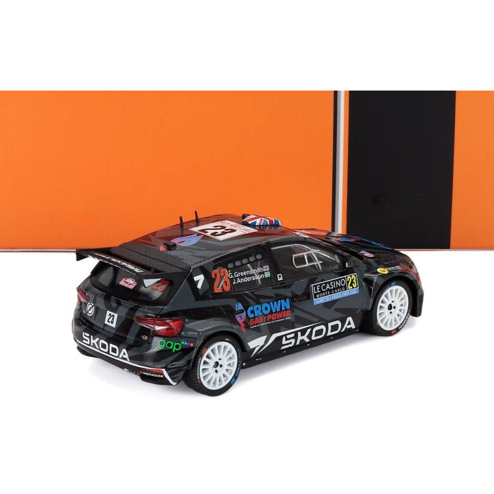 IXO MODELS ŠKODA FABIA RS RALLY2 TEAM ŠKODA MOTORSPORT N 23 RALLY MONTECARLO 2025 GUS GREENSMITH - KONSTANTIN ALEKSANDROV - BLAC