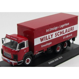 IXO MODELS SAURER D300F TRUCK TRANSPORTER WILLY SCHLAURY 1978 - RED WHITE 1/43