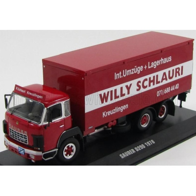 IXO MODELS SAURER D300F TRUCK TRANSPORTER WILLY SCHLAURY 1978 - RED WHITE 1/43