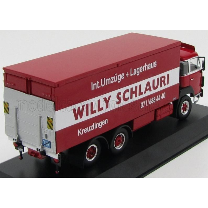 IXO MODELS SAURER D300F TRUCK TRANSPORTER WILLY SCHLAURY 1978 - RED WHITE 1/43