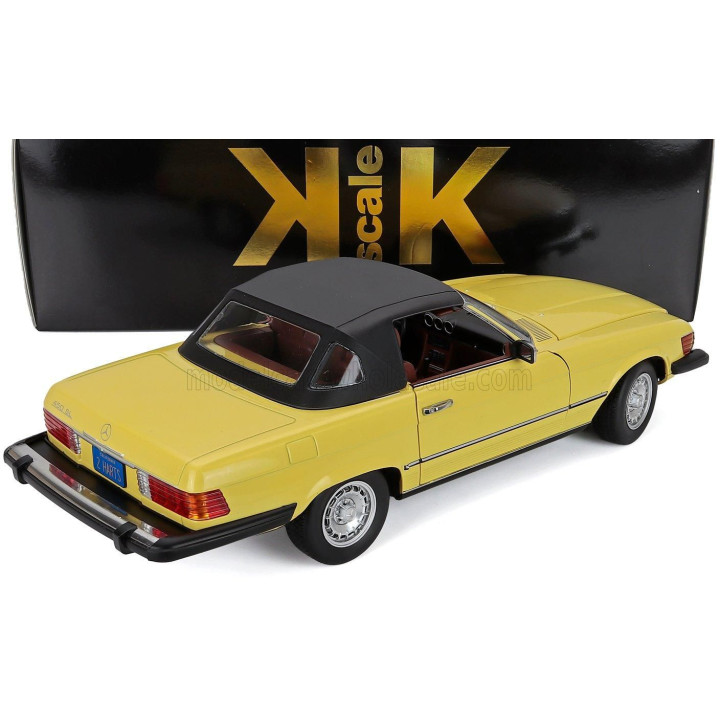 KK SCALE MERCEDES BENZ SL-CLASS 450SL (R107) CABRIOLET USA VERSION 1979 - YELLOW 1/12
