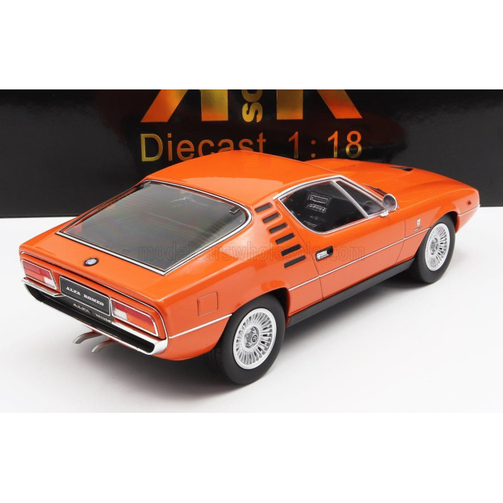 KK SCALE ALFA ROMEO MONTREAL 1970 - BLACK INTERIOR - ORANGE 1/18