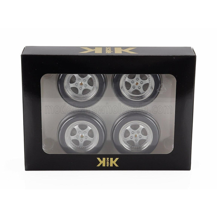 KK SCALE ACCESSORIES SET 4X WHEELS AND SPEEDLINE RIMS FOR PORSCHE 911 964 RS COUPE 1992 - BLACK CHROME 1/12