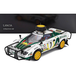 KYOSHO LANCIA STRATOS HF ALITALIA (night version) N 7 3rd RALLY SAFARI 1977 SANDRO MUNARI - PIERO SODANO - WHITE GREEN RED 1/18