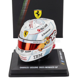 LOOKSMART BELL HELMET CASCO HELMET F1 CHARLES LECLERC TEAM FERRARI HP N 16 2nd MONACO GP 2025 - WHITE 1/5