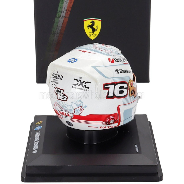 LOOKSMART BELL HELMET CASCO HELMET F1 CHARLES LECLERC TEAM FERRARI HP N 16 2nd MONACO GP 2025 - WHITE 1/5