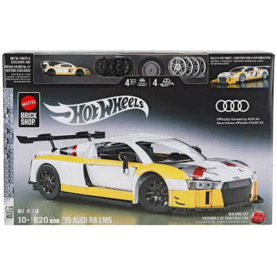 MATTEL HOT WHEELS AUDI R8 LMS N 39 RACING 2015 - 820 PEZZI - 820 PCS + R8 1/64 SCALE - WHITE YELLOW 1/16