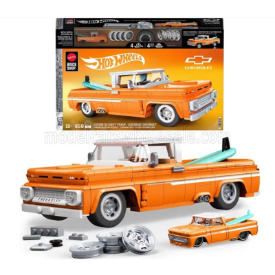 MATTEL HOT WHEELS CHEVROLET CHEVY PICK-UP CUSTOM 1962 - 858 PEZZI - 858 PCS + V-SERIES 1/64 SCALE - ORANGE 1/16