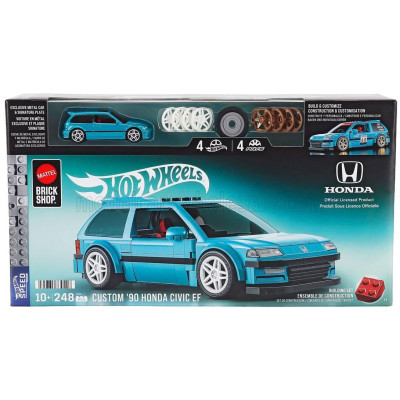 MATTEL HOT WHEELS HONDA CIVIC EF CUSTOM 1990 - 248 PEZZI - 248 PCS + CIVIC 1/64 SCALE - BLUE GREEN 1/32