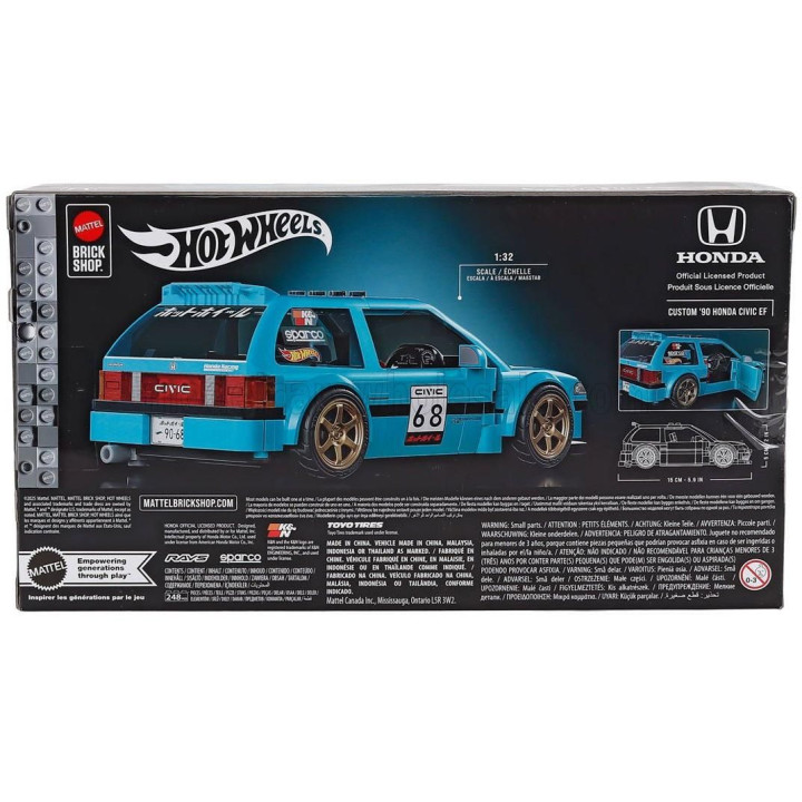 MATTEL HOT WHEELS HONDA CIVIC EF CUSTOM 1990 - 248 PEZZI - 248 PCS + CIVIC 1/64 SCALE - BLUE GREEN 1/32