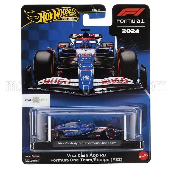 MATTEL HOT WHEELS RACING BULLS F1  VCARB-01 TEAM VISA CASH APP N 22 SEASON 2024 YUKI TSUNODA - BLUE WHITE 1/64