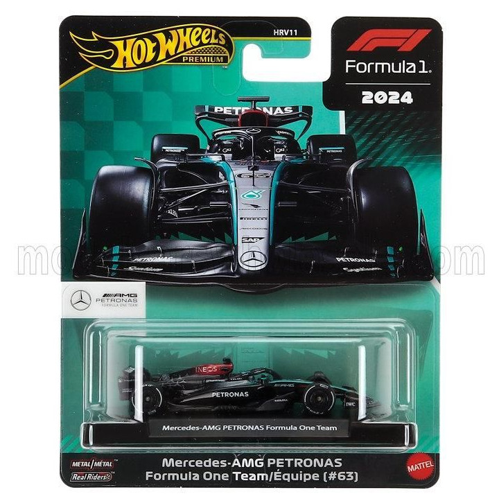 MATTEL HOT WHEELS MERCEDES GP F1  W15 EQ PERFORMANCE TEAM AMG PETRONAS MOTORSPORT N 63 SEASON 2024 GEORGE RUSSELL - BLACK SILVER