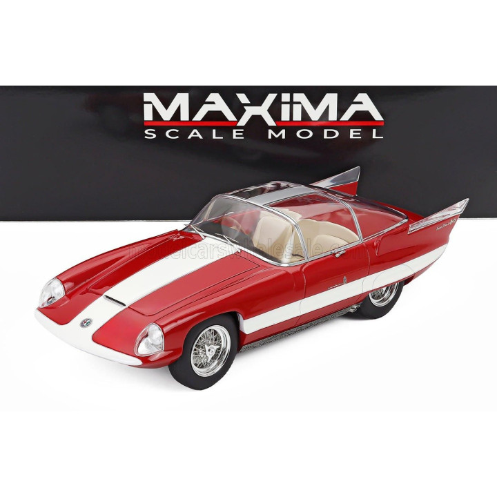 MAXIMA ALFA ROMEO 6C 3000 SUPERFLOW II PININFARINA 1956 - RED WHITE 1/18