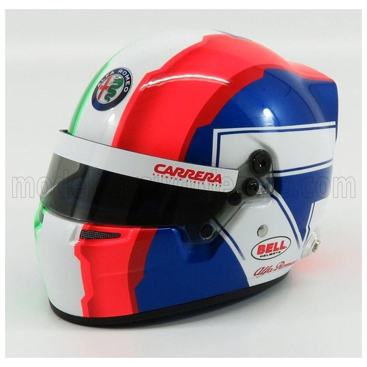 MINI HELMET BELL HELMET F1  CASCO HELMET C38 FERRARI TEAM ALFA ROMEO N 99 SEASON 2019 ANTONIO GIOVINAZZI - RED WHITE GREEN 1/2