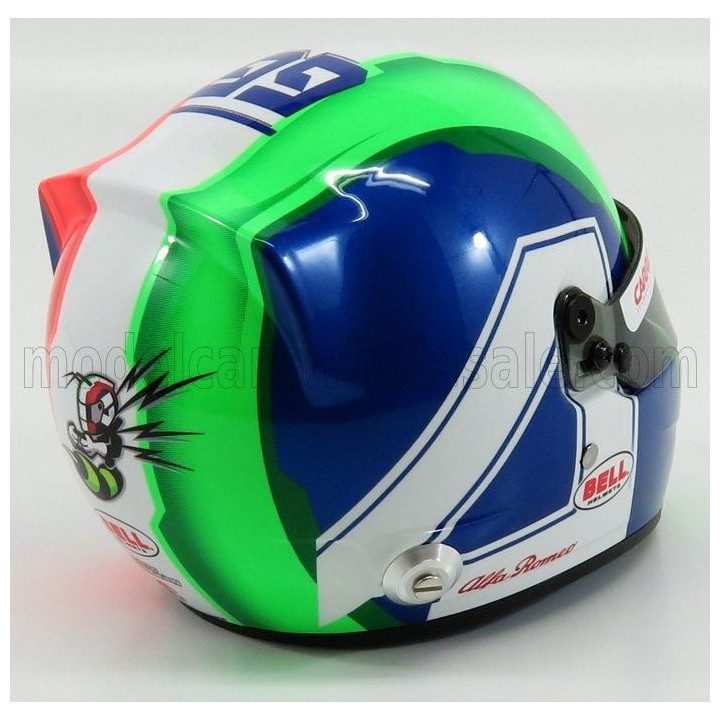 MINI HELMET BELL HELMET F1  CASCO HELMET C38 FERRARI TEAM ALFA ROMEO N 99 SEASON 2019 ANTONIO GIOVINAZZI - RED WHITE GREEN 1/2