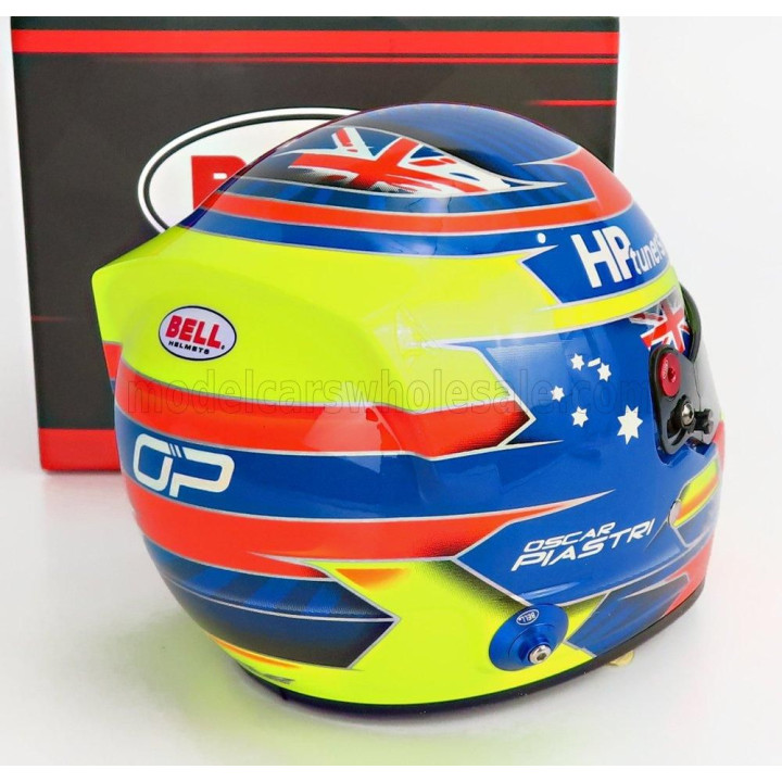 MINI HELMET BELL HELMET F2  CASCO HELMET DALLARA TEAM PRAMA RACING FORMULA 2 WORLD CHAMPION SEASON 2021 OSCAR PIASTRI - BLUE YEL
