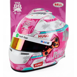 MINI HELMET BELL HELMET CASCO HELMET F1 LIAM LAWSON TEAM VISA CASH APP RACING BULLS N 30 MIAMI GP 2025 - PINK WHITE LIGHT BLUE 1