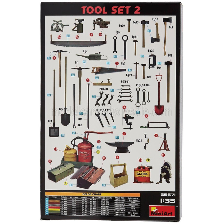 MINIART ACCESSORIES SET OFFICINA TOOL SET 2 GARAGE 1/35