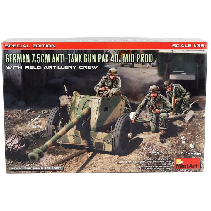 MINIART TANK GERMAN 7.5CM ANTI-TANK GUN PAK 40. MILITARY 1945 1/35