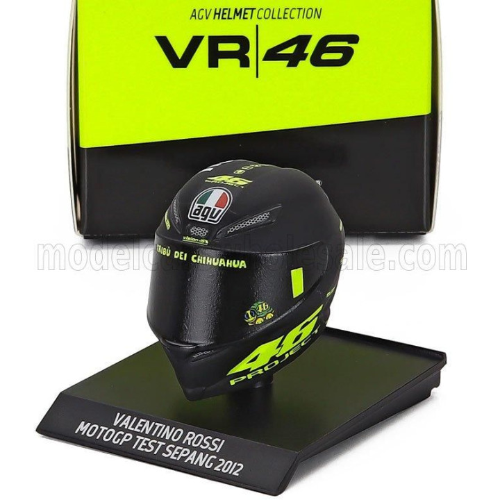 MINICHAMPS AGV CASCO HELMET VALENTINO ROSSI MOTOGP TEST SEPANG 2012 - BLACK 1/10