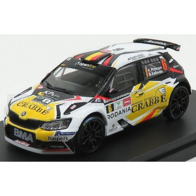 MINIPARTES ŠKODA FABIA R5 N 6 RALLY YPRES 2018 K.PRINCEN - B.EELBODE - WHITE BLACK YELLOW 1/43