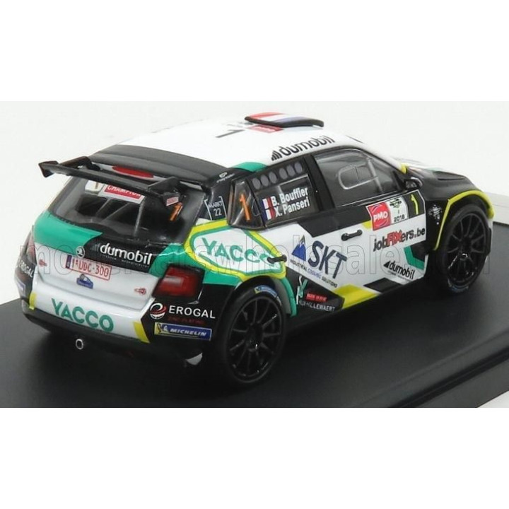 MINIPARTES ŠKODA FABIA R5 N 1 RALLY YPRES 2018 B.BOUFFIER - X.PANSERI - WHITE BLACK GREEN 1/43