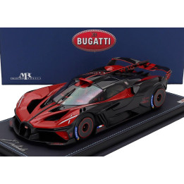 MR MODELS BUGATTI BOLIDE W16.4 8.0 FOUR-TURBO 1850hp 500km/h 2020 - CON VETRINA - WITH SHOWCASE - ITALIAN RED - BLACK 1/18