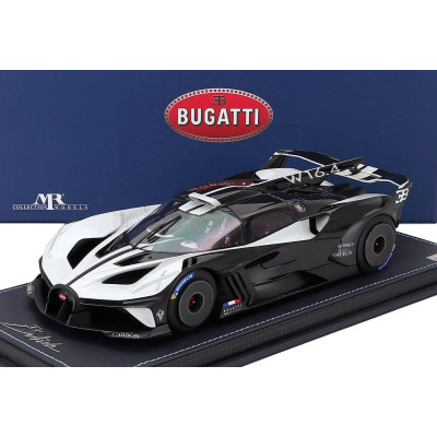 MR MODELS BUGATTI BOLIDE W16.4 8.0 FOUR-TURBO 1850hp 500km/h 2020 - CON VETRINA - WITH SHOWCASE - QUARTZ WHITE BLACK 1/18