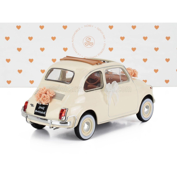 NOREV FIAT 500L WITH WEDDING GIFT 1968 - IVORY 1/18